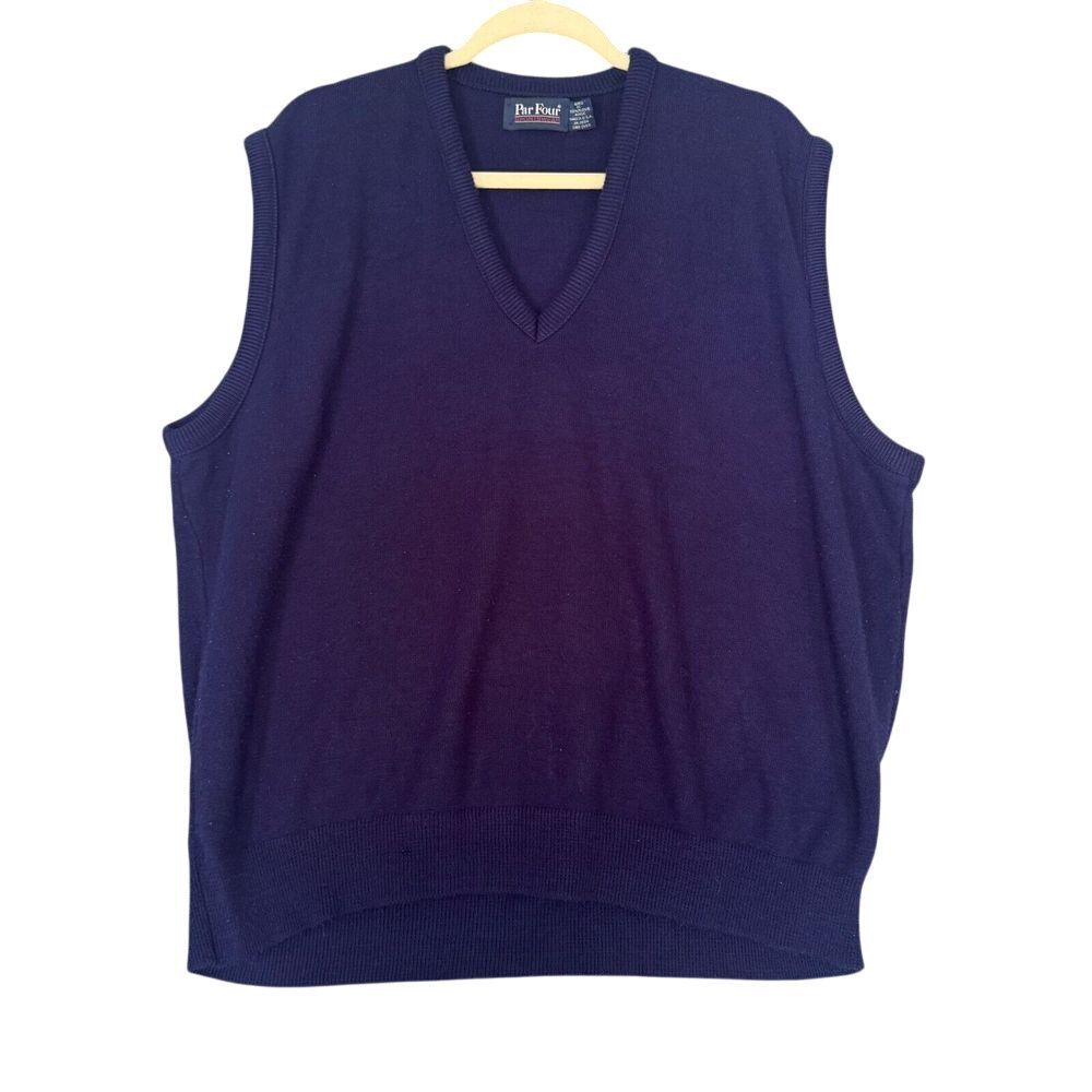 Vintage 90s Par Four Sweater Vest Men's 2XL Navy Golf‎ Orlon Acrylic Preppy USA
